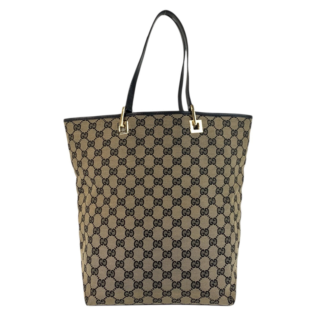 Gucci 002 GG , Gold Metal Leather Canvas Black Beige Shoulder Bag