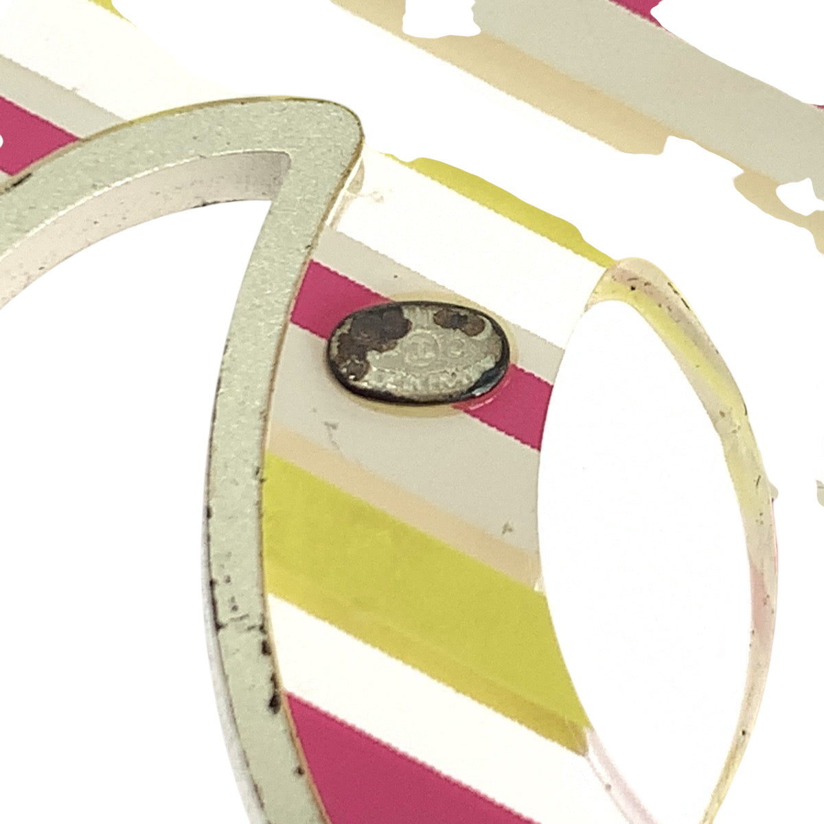 Chanel Brooch Acrylic plating 04C Stripe COCO Multicolor Silver Handbag