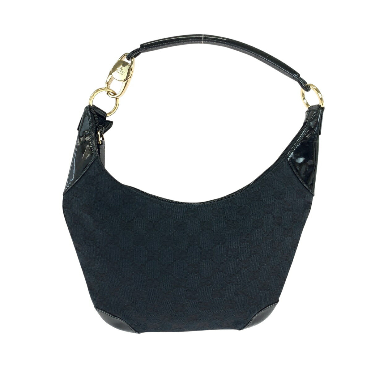Gucci Patent Shoulder Bag Leather Canvas