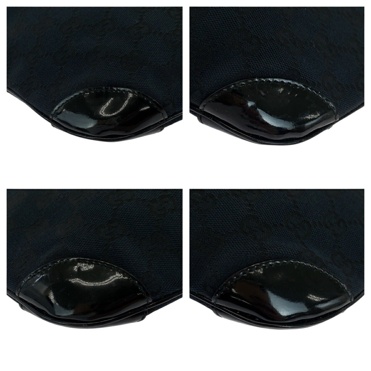 Gucci Patent Shoulder Bag Leather Canvas