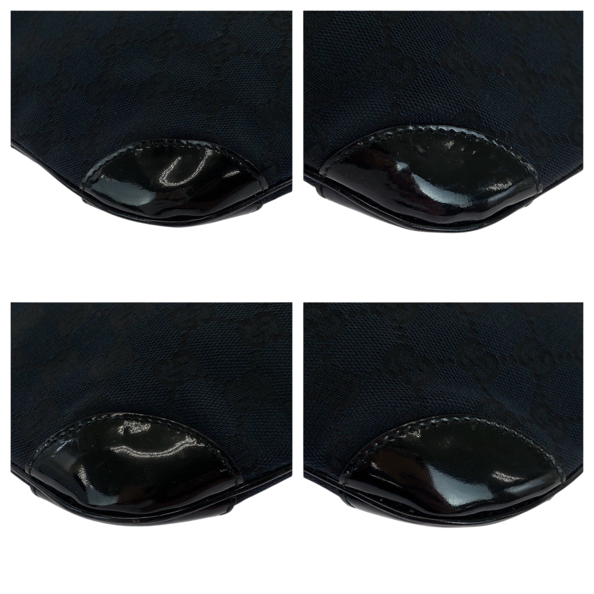 Gucci 001 GG Leather Canvas Patent Black Shoulder Bag