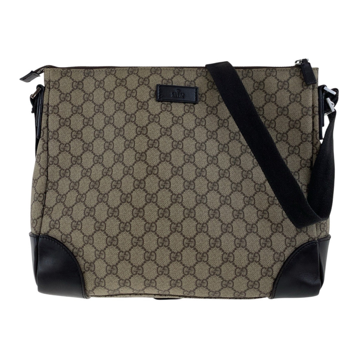 Gucci GG Supreme SilverMetal Canvas Brown Beige Shoulder Bag