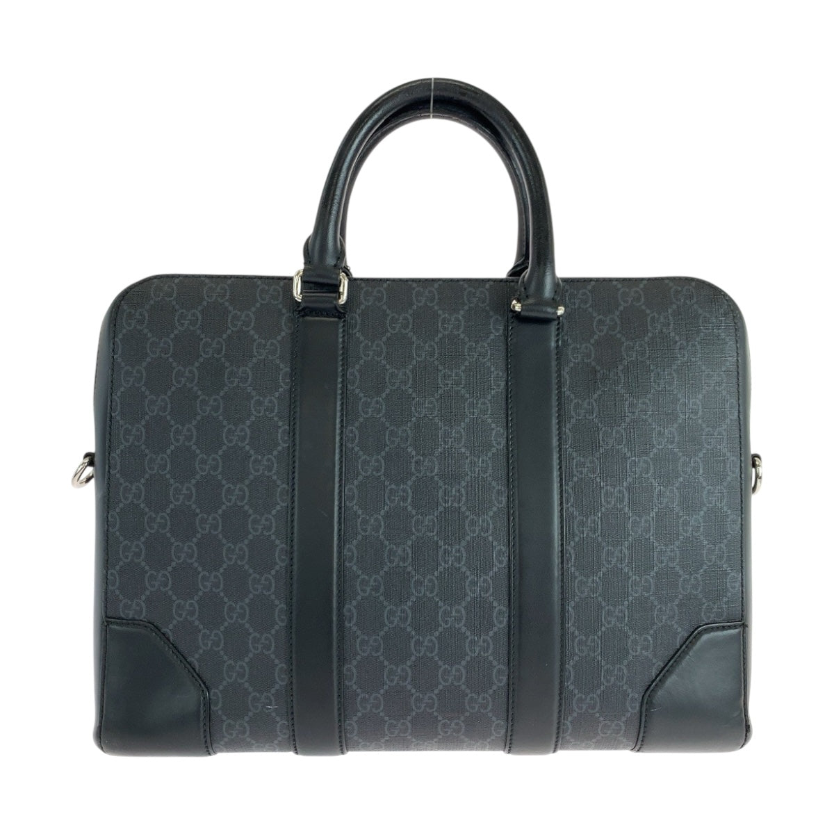Gucci Business GG Supreme SilverMetal Canvas Black Handbag