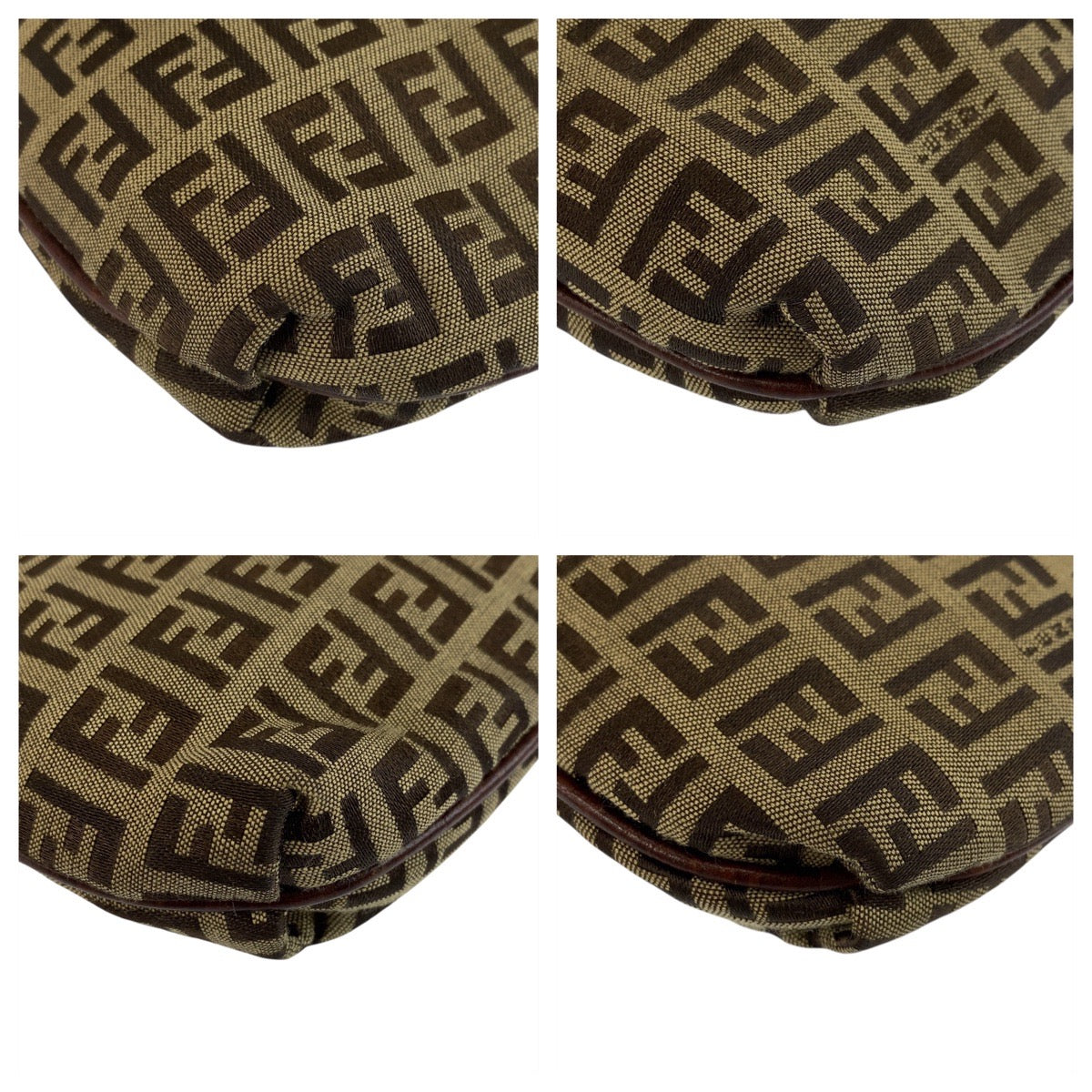 Fendi Shoulder Bag 8Bt075 Zucchino Canvas Metal Brown