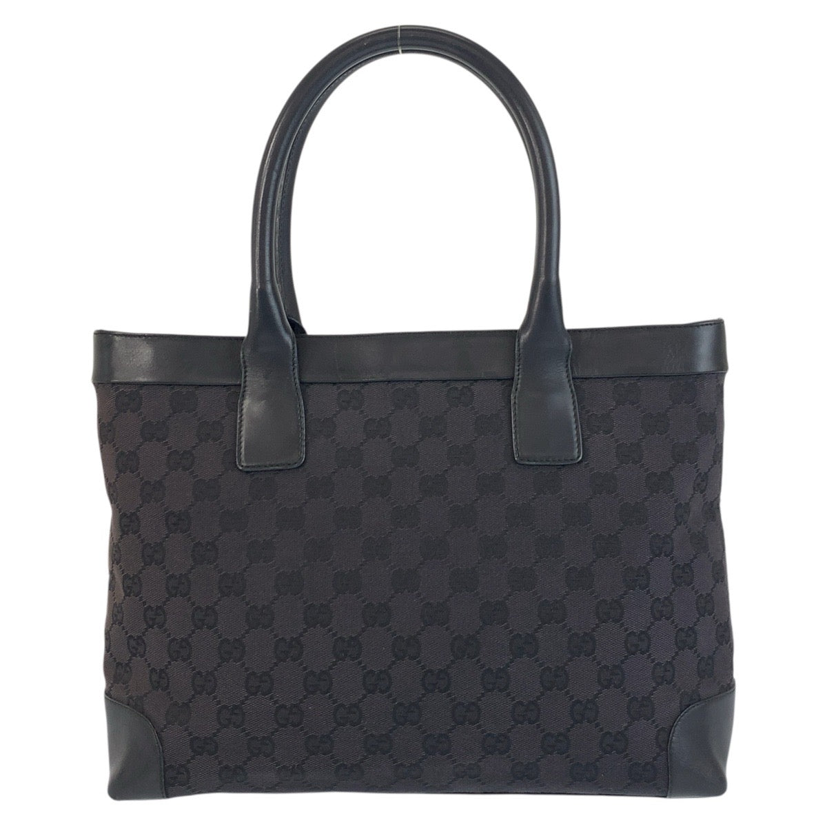 Gucci 002 GG Leather Canvas Black Shoulder Bag
