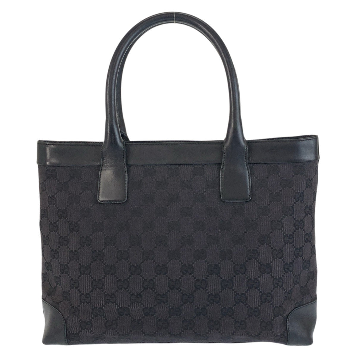 Gucci 002 GG Leather Canvas Black Shoulder Bag
