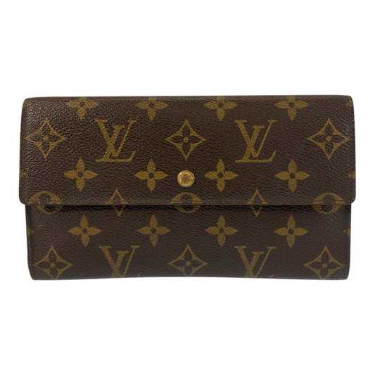 Louis Vuitton Long Purse M61215 PVC Monogram Brown Gold Wallet Case