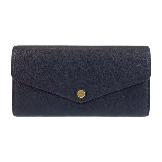 Louis Vuitton Long Purse M62125 Portefeuille Sarah Monogram Leather Gold Navy Wallet Case