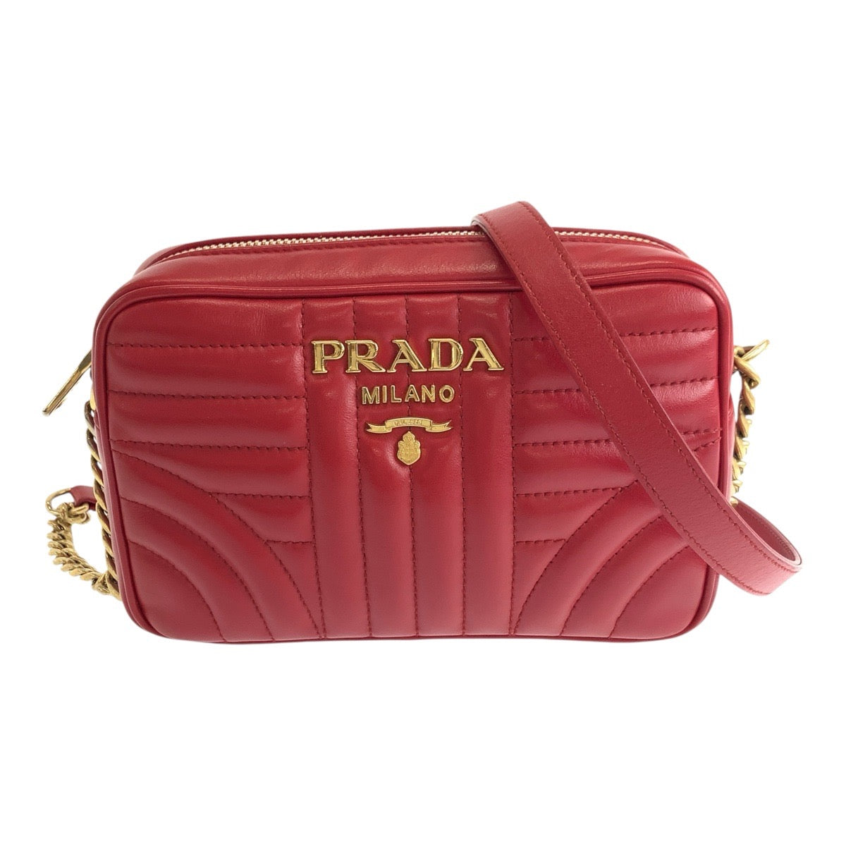 Shoulder Bag Metal Diagram Logo Leather Red
