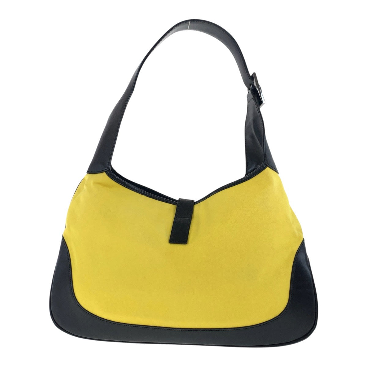 Gucci 001 Yellow SilverMetal Jackie Canvas Black Shoulder Bag