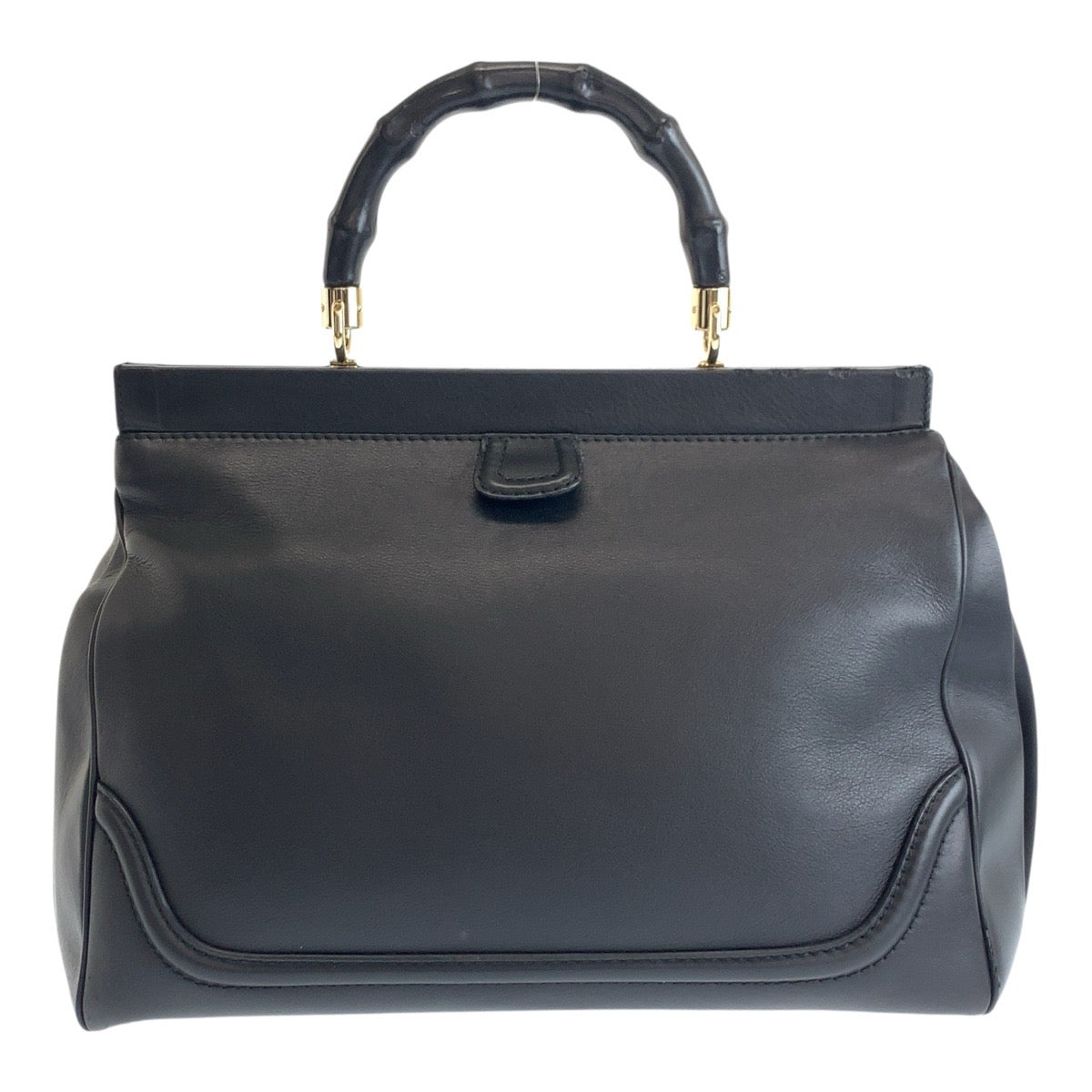 Gucci GoldMetal Bamboo Leather Black Handbag