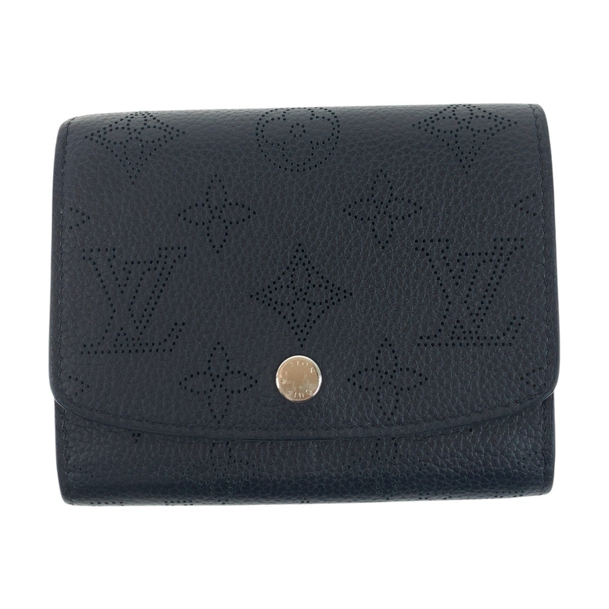 Louis Vuitton Bifold M67498 SilverMetal Mahina Portefeuille Monogram Leather Black Wallet Case