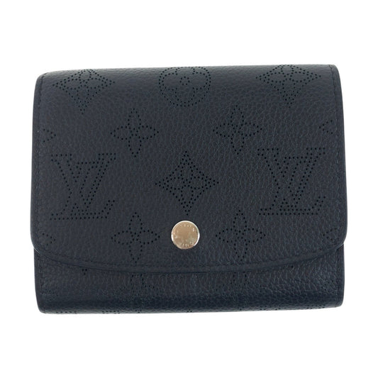 Louis Vuitton Bifold M67498 SilverMetal Mahina Portefeuille Monogram Leather Black Wallet Case
