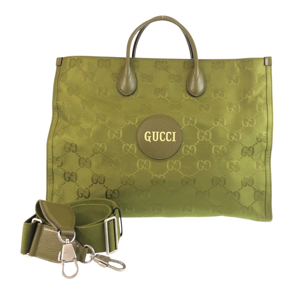 Gucci SilverMetal off grit Nylon Green Tote Bag