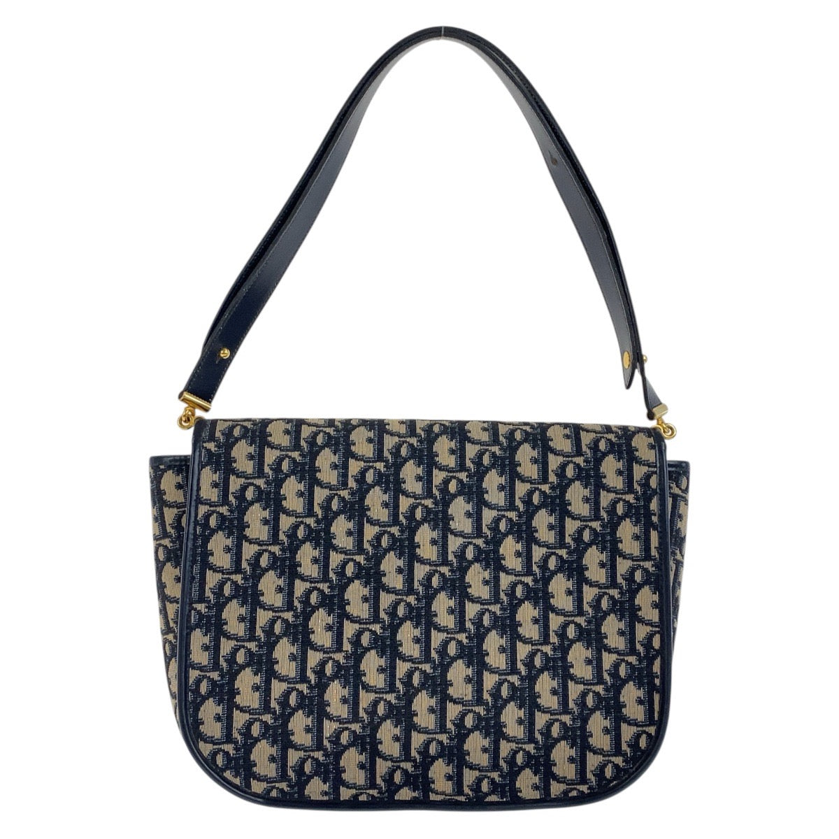 Dior Christian Shoulder Bag Navy Metal Trotter Canvas Gold