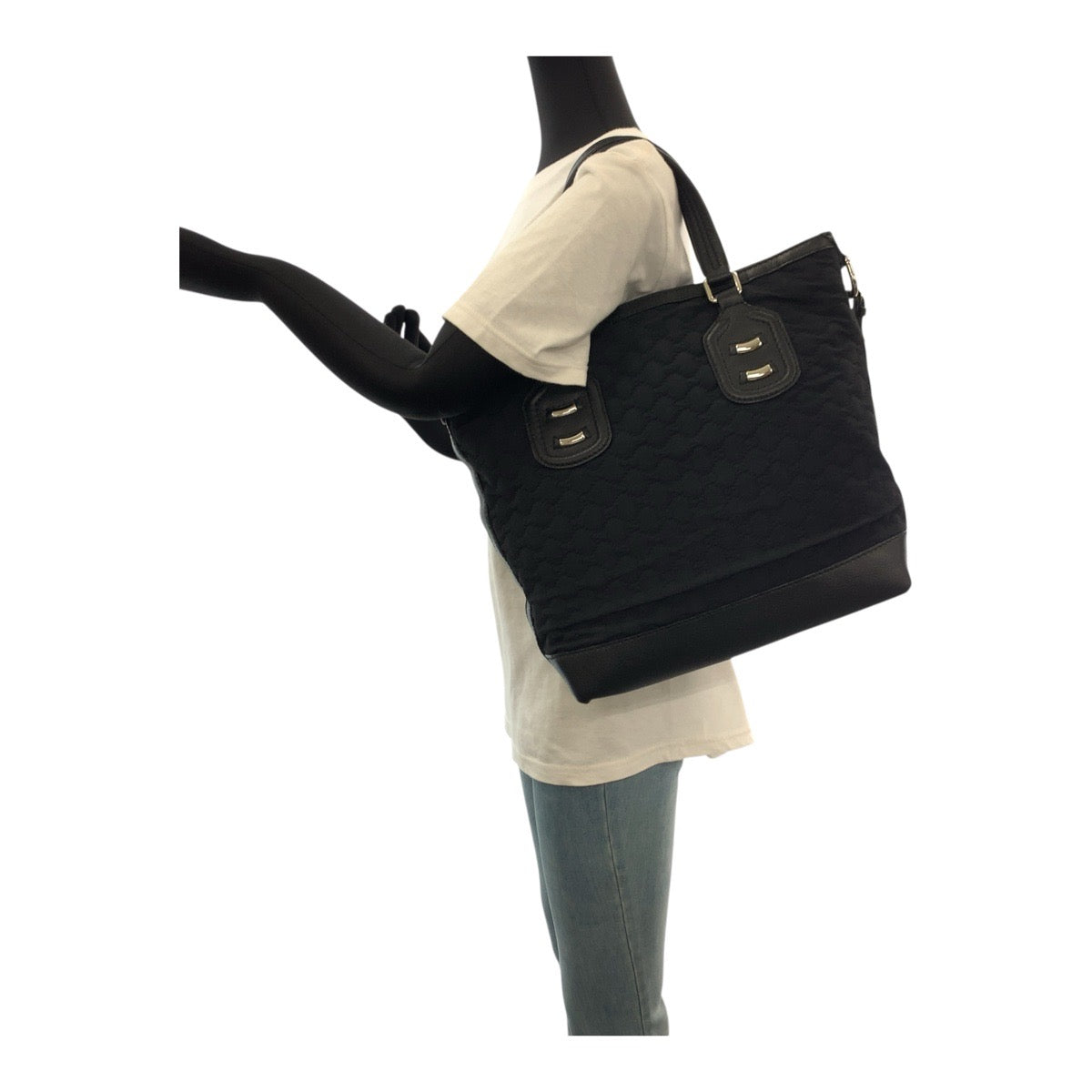 Gucci GG Neoprene Leather Black Tote Bag