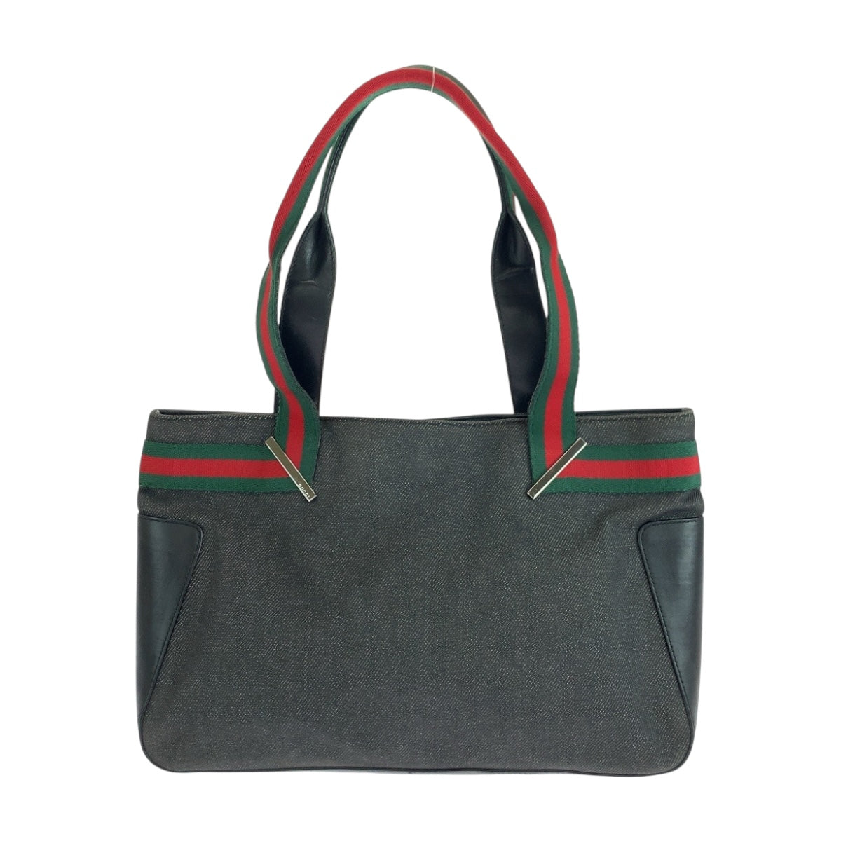 Gucci SilverMetal Sherry line Canvas Black Tote Bag 2