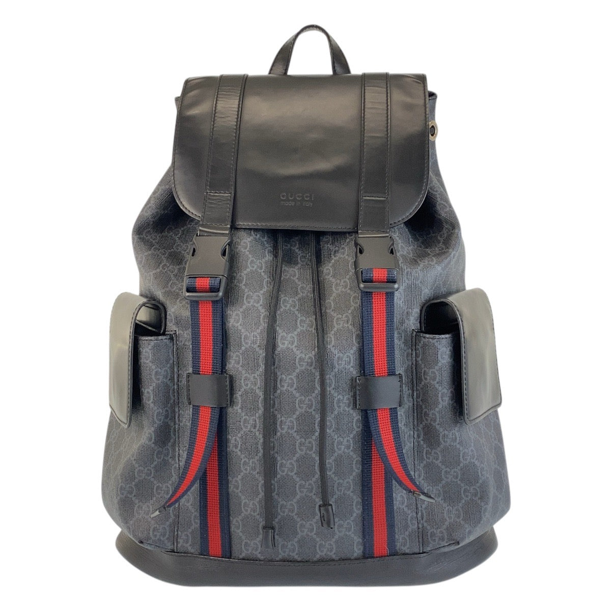 Gucci Backpack GG Supreme Metal Sherry Canvas Black Silver
