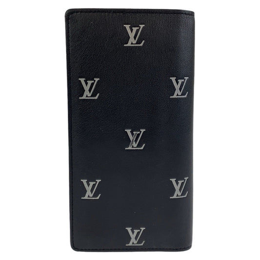 Louis Vuitton Long Purse M83190 Leather Black Silver Wallet Case