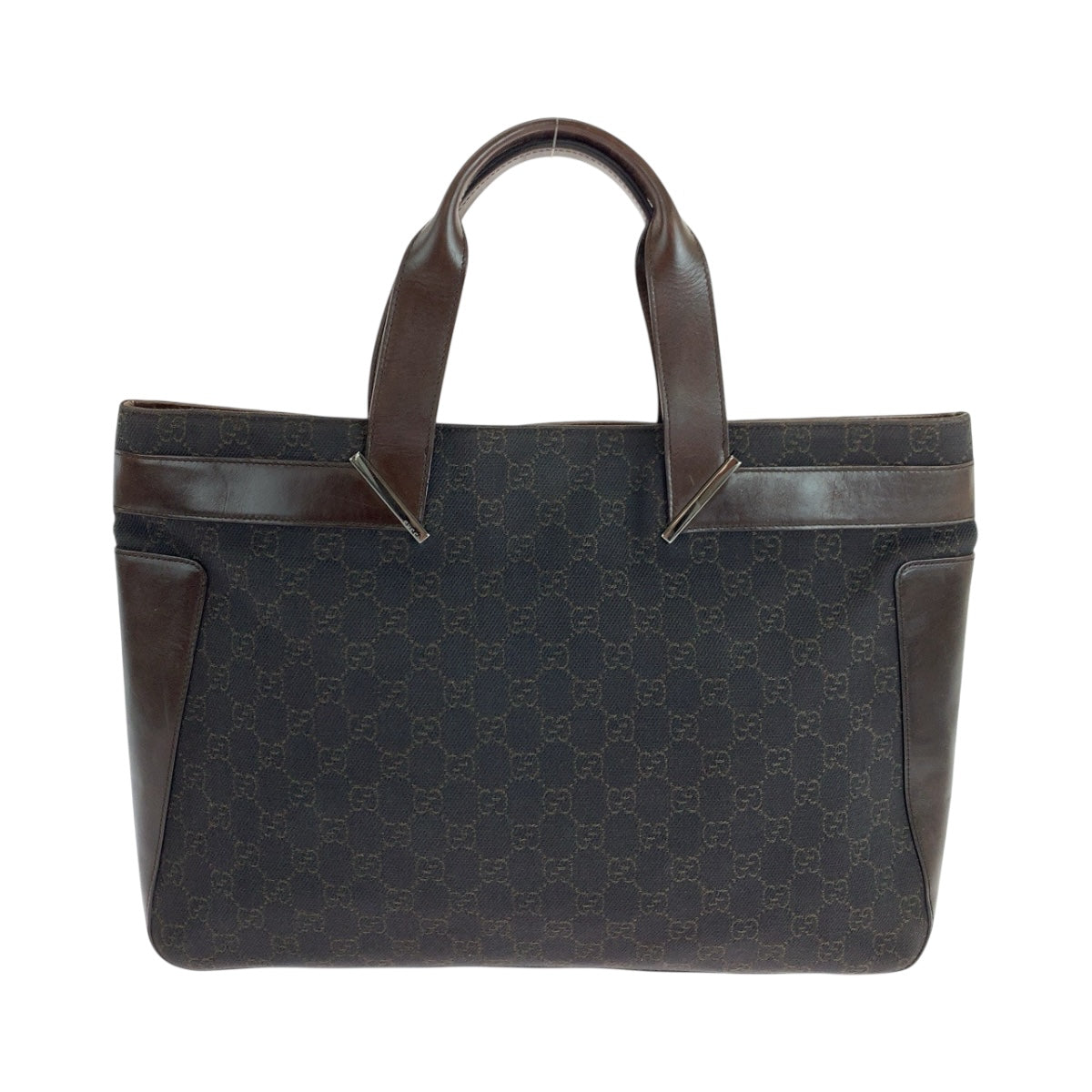 Gucci GG Dark SilverMetal Canvas Brown Tote Bag