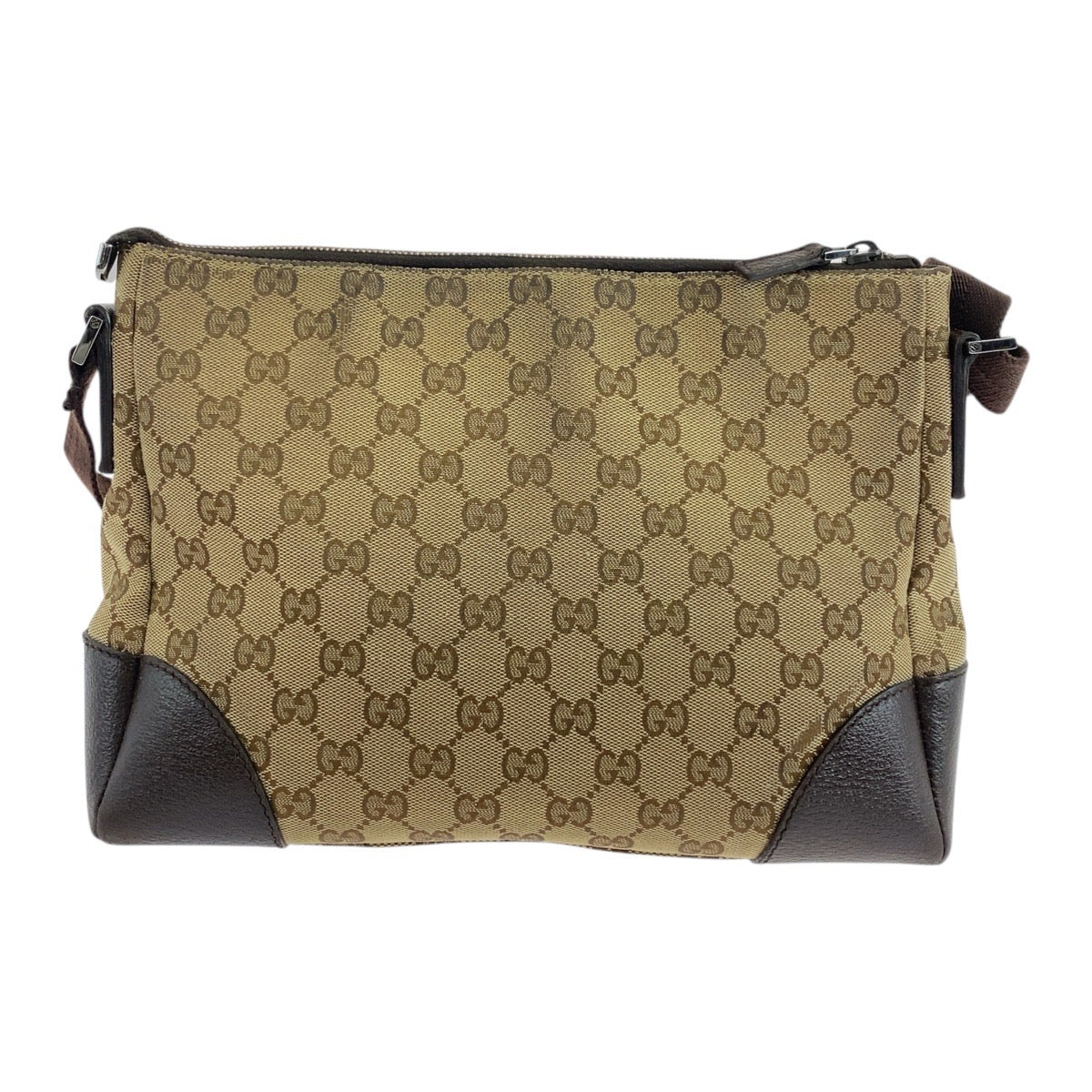 Gucci 114 273 GG SilverMetal Canvas Brown Beige Shoulder Bag