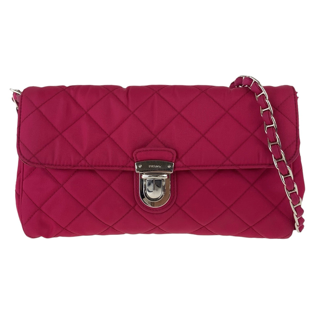 Shoulder Bag Silvermetal Testuto Impuntu Nylon Pink