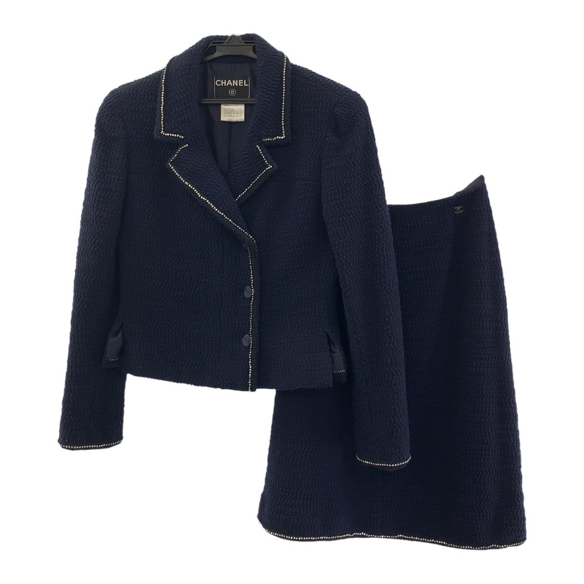 Chanel setup silk Navy Tweed COCO Mark Handbag