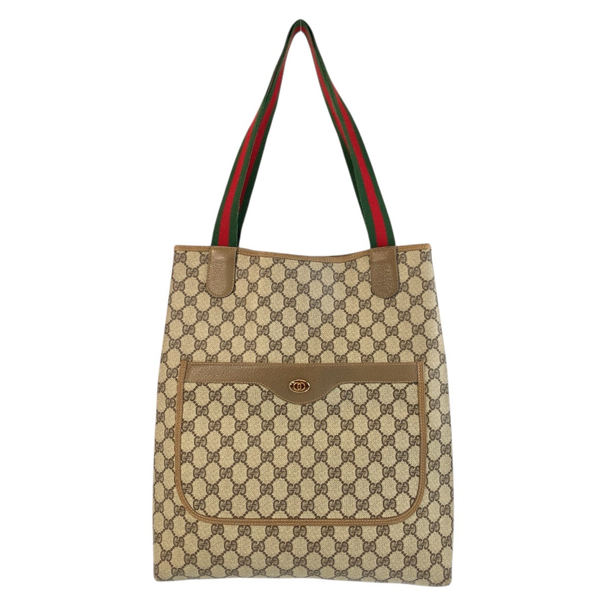 Gucci 02 003 53 GG Supreme Canvas Brown Gold Tote Bag