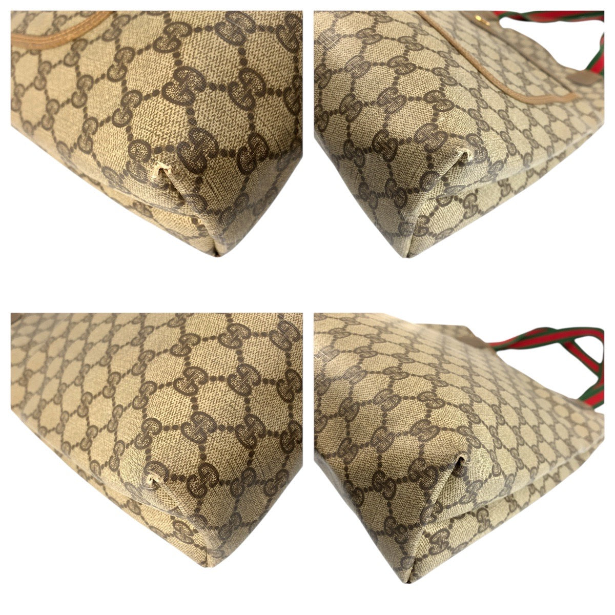 Gucci 02 003 53 GG Supreme Canvas Brown Gold Tote Bag