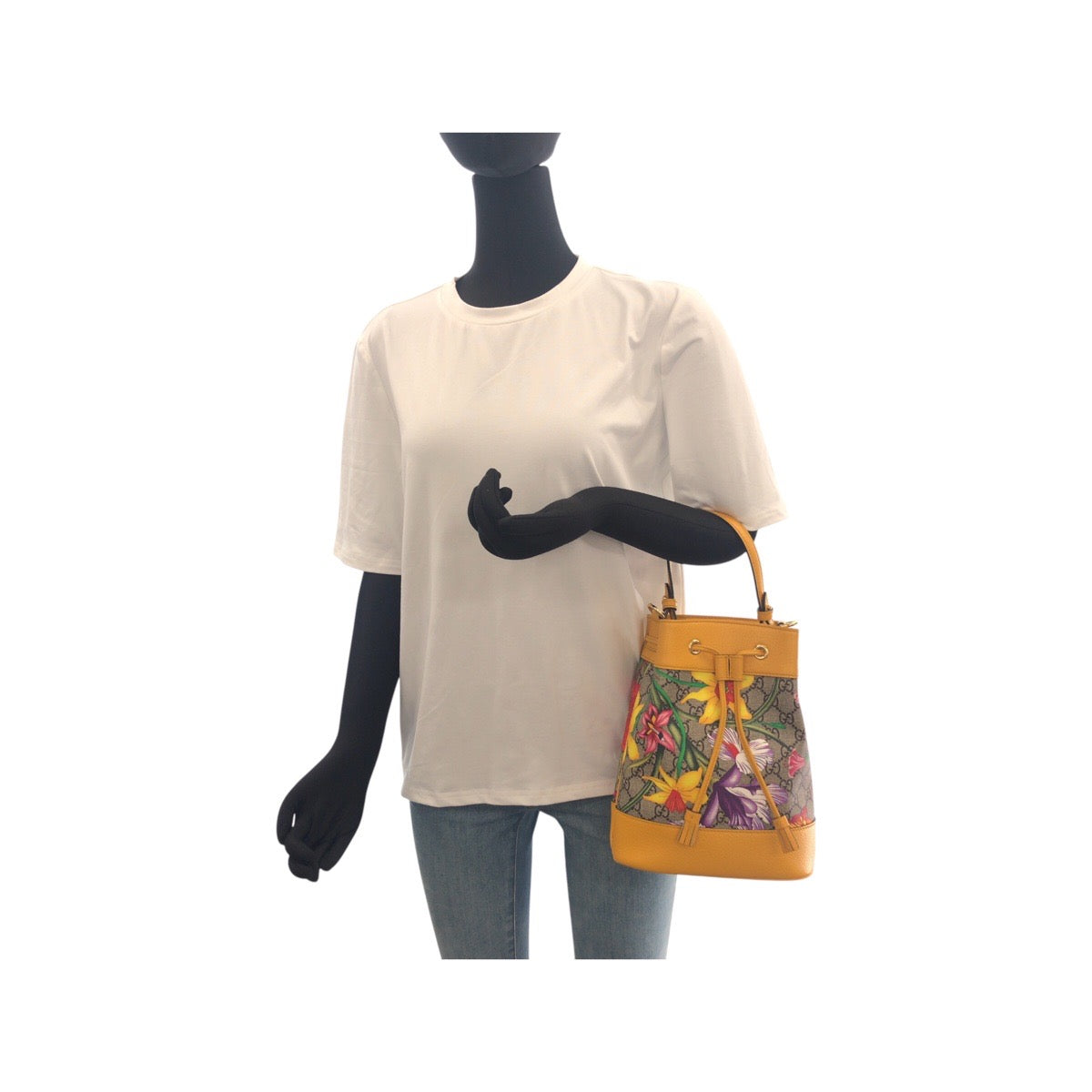Gucci GG Supreme GG Flora Canvas Multicolor Small Bucket Shoulder Bag