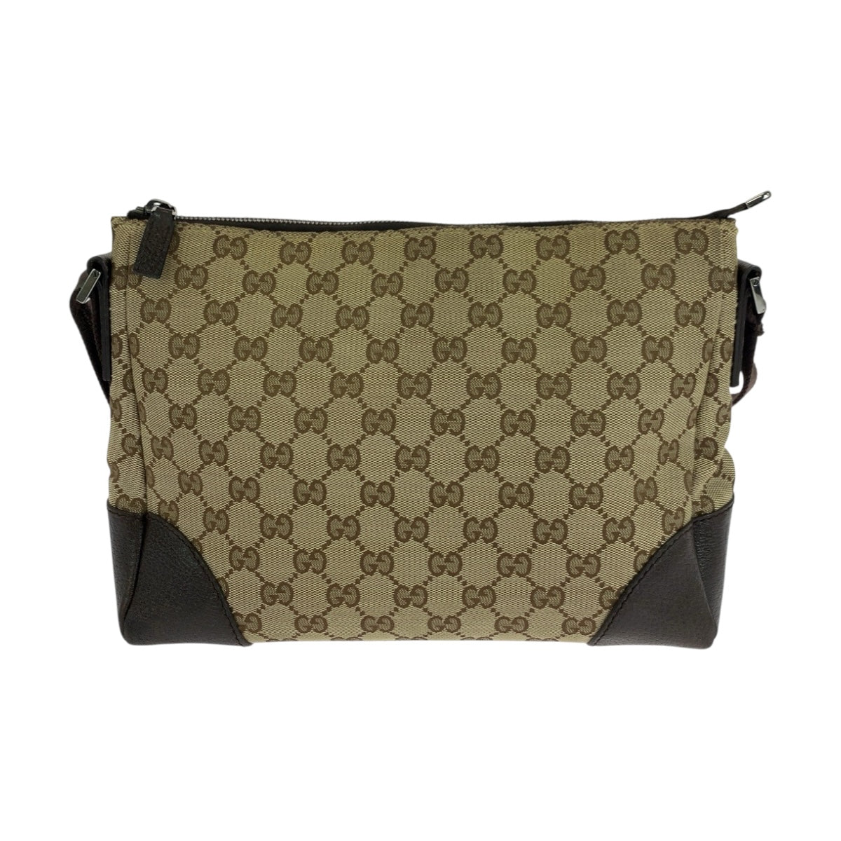 Gucci GG SilverMetal Canvas Brown Beige Shoulder Bag 3