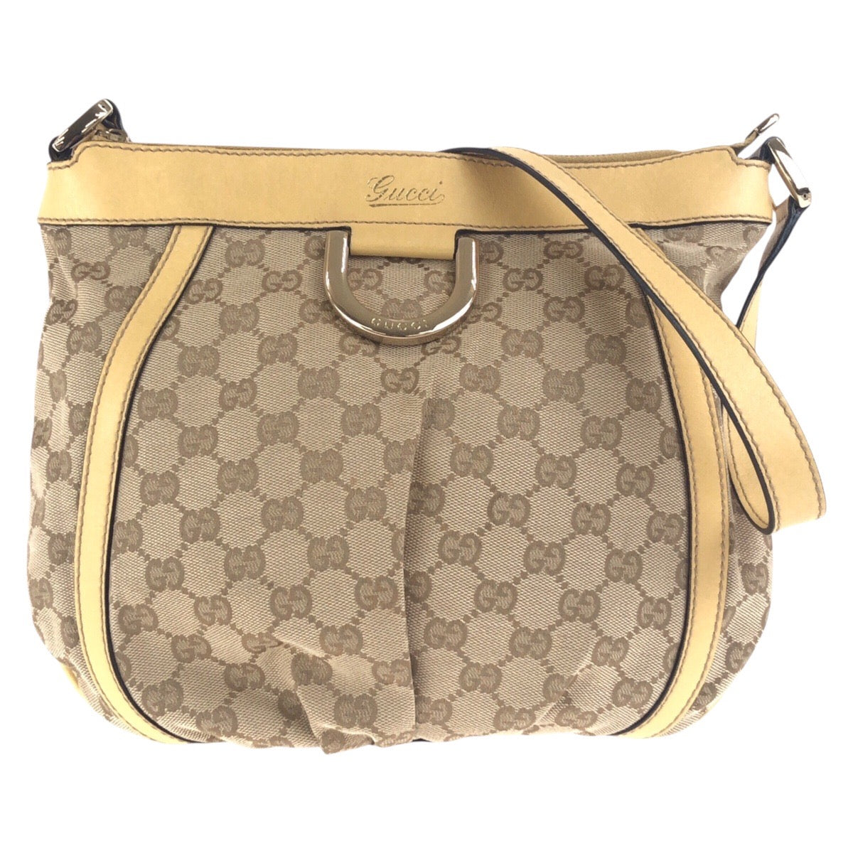 Gucci GG Metal Canvas Beige Gold Shoulder Bag 2
