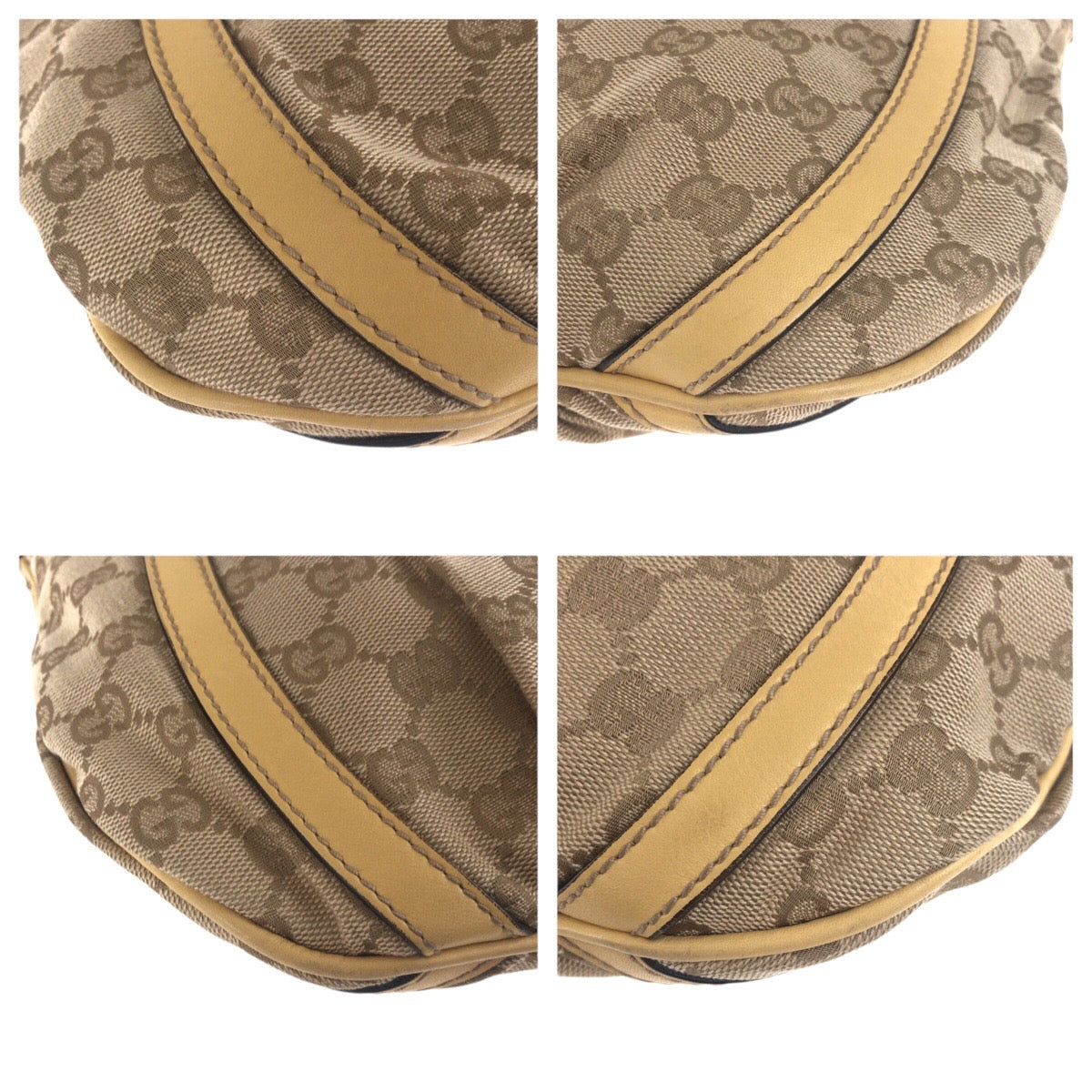 Gucci GG Metal Canvas Beige Gold Shoulder Bag 2