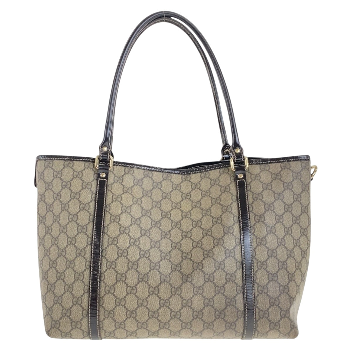 Gucci GG Supreme Metal Canvas Brown Beige Gold Tote Bag