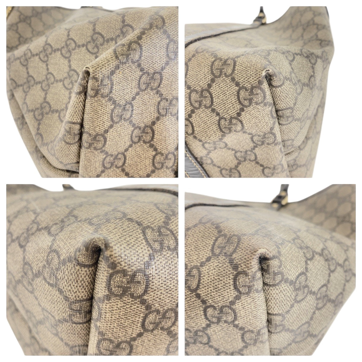 Gucci GG Supreme Metal Canvas Brown Beige Gold Tote Bag