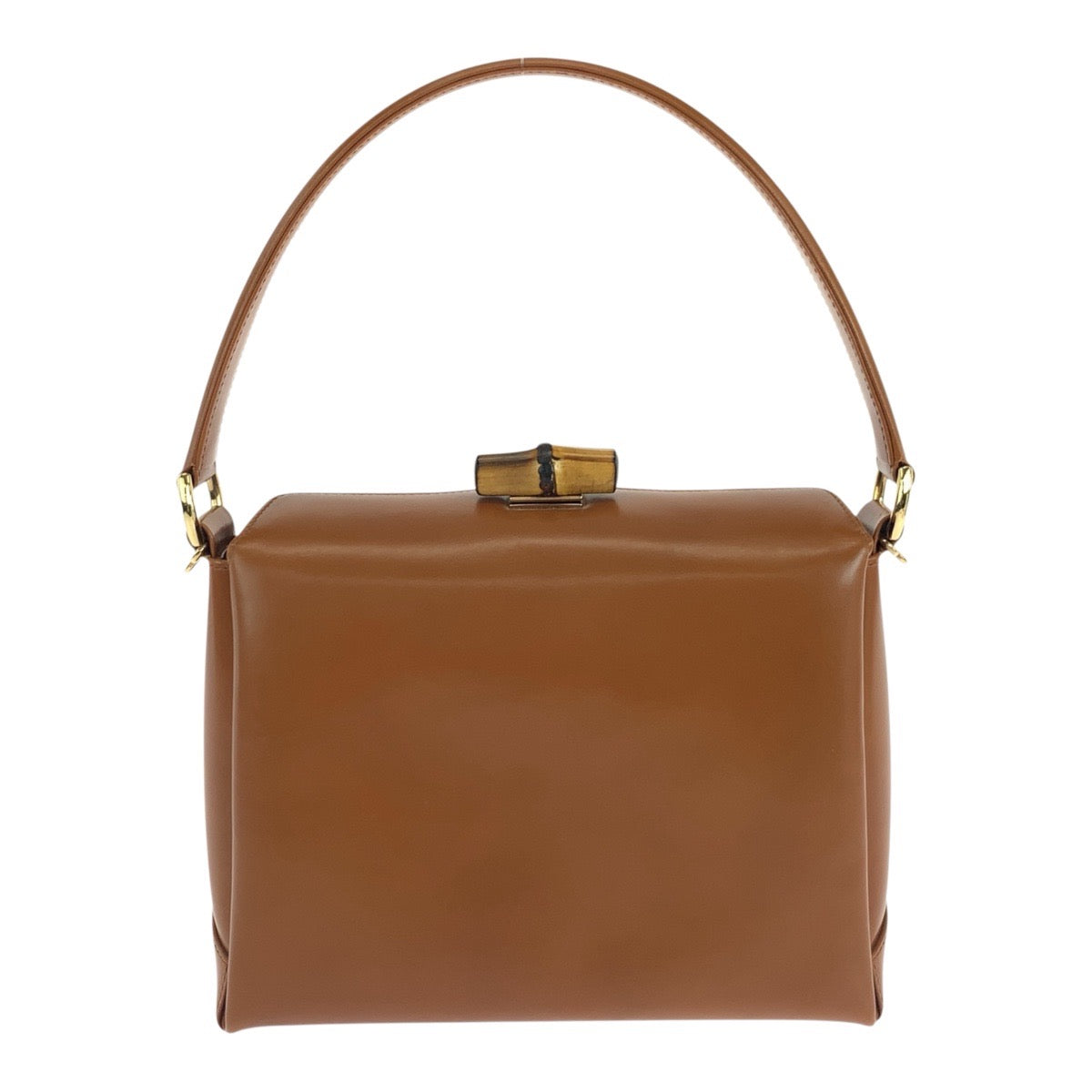 Gucci 000 926 Metal Bamboo Leather Brown Gold Handbag