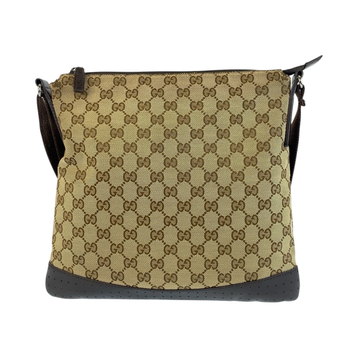 Gucci GG SilverMetal Canvas Brown Beige Shoulder Bag