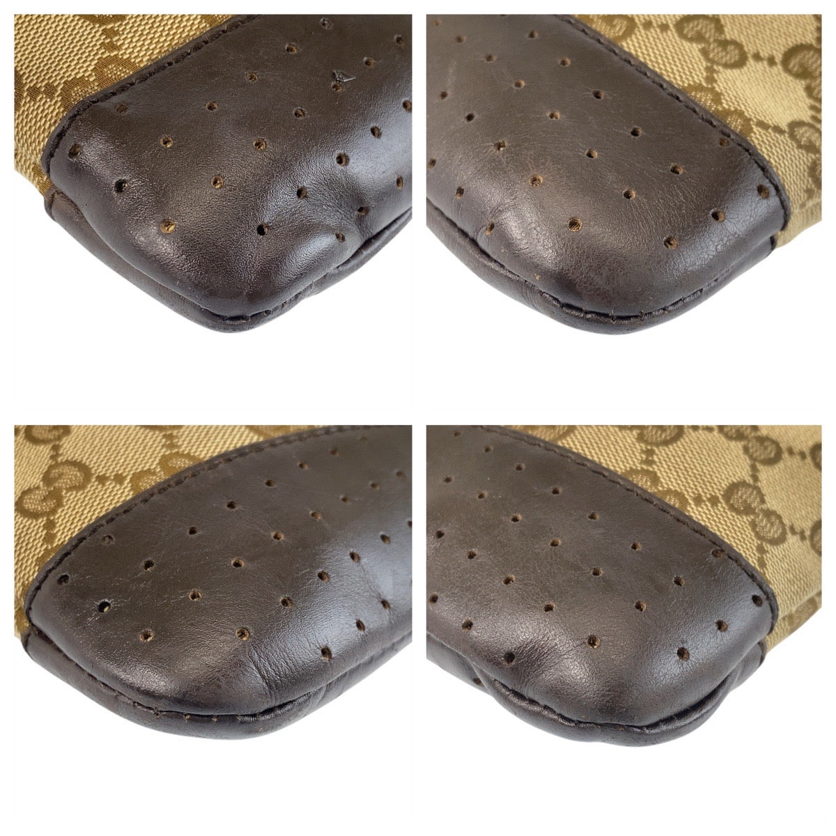 Gucci GG SilverMetal Canvas Brown Beige Shoulder Bag