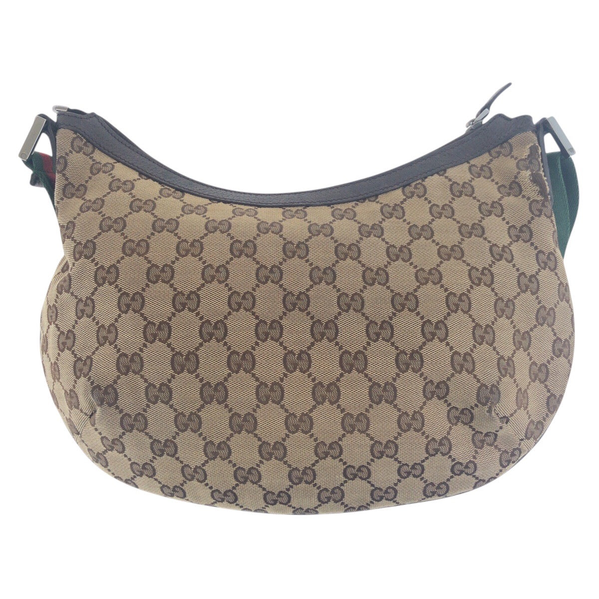 Gucci GG SilverMetal Sherry line Canvas Brown Beige Shoulder Bag