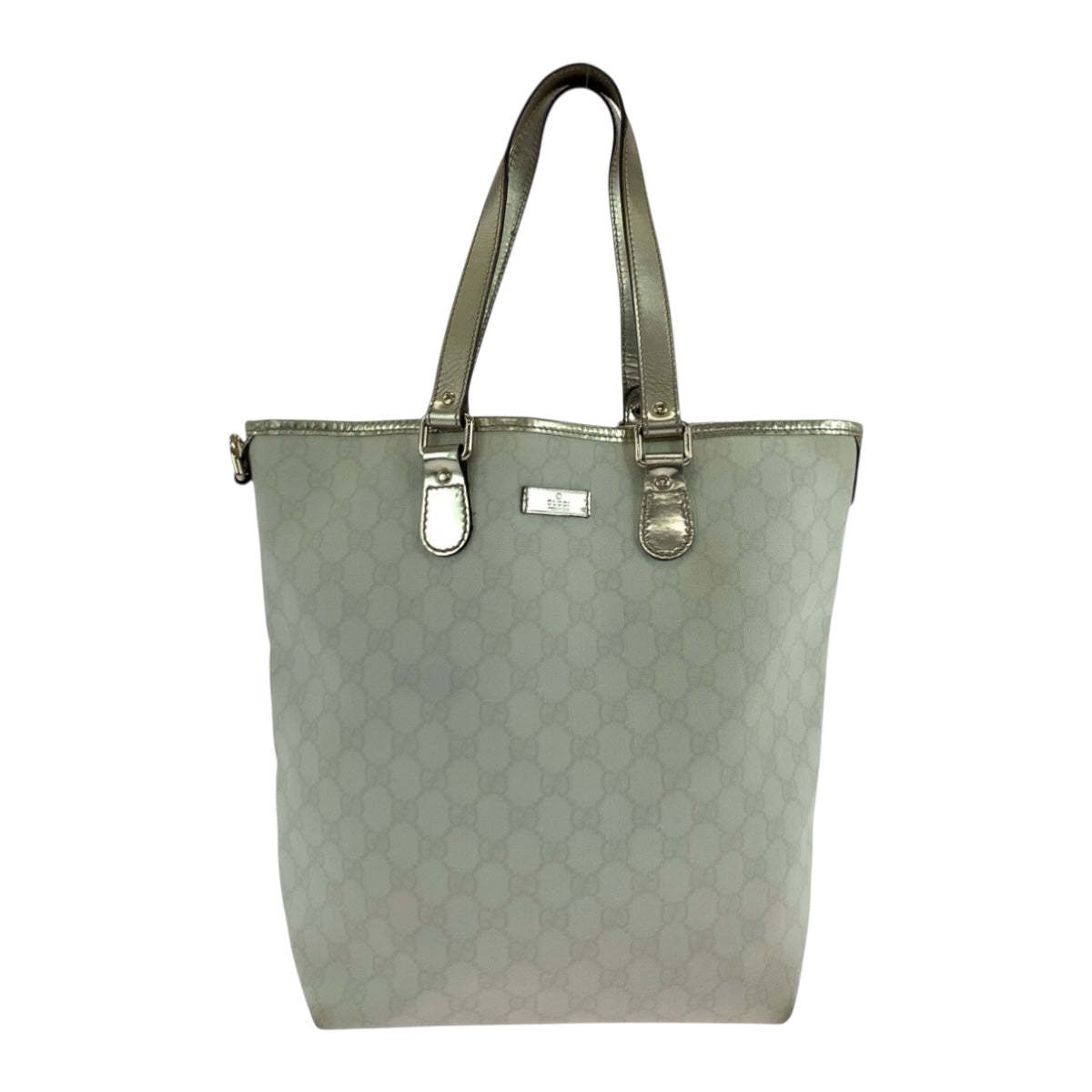 Gucci GG Supreme GoldMetal Canvas White Tote Bag