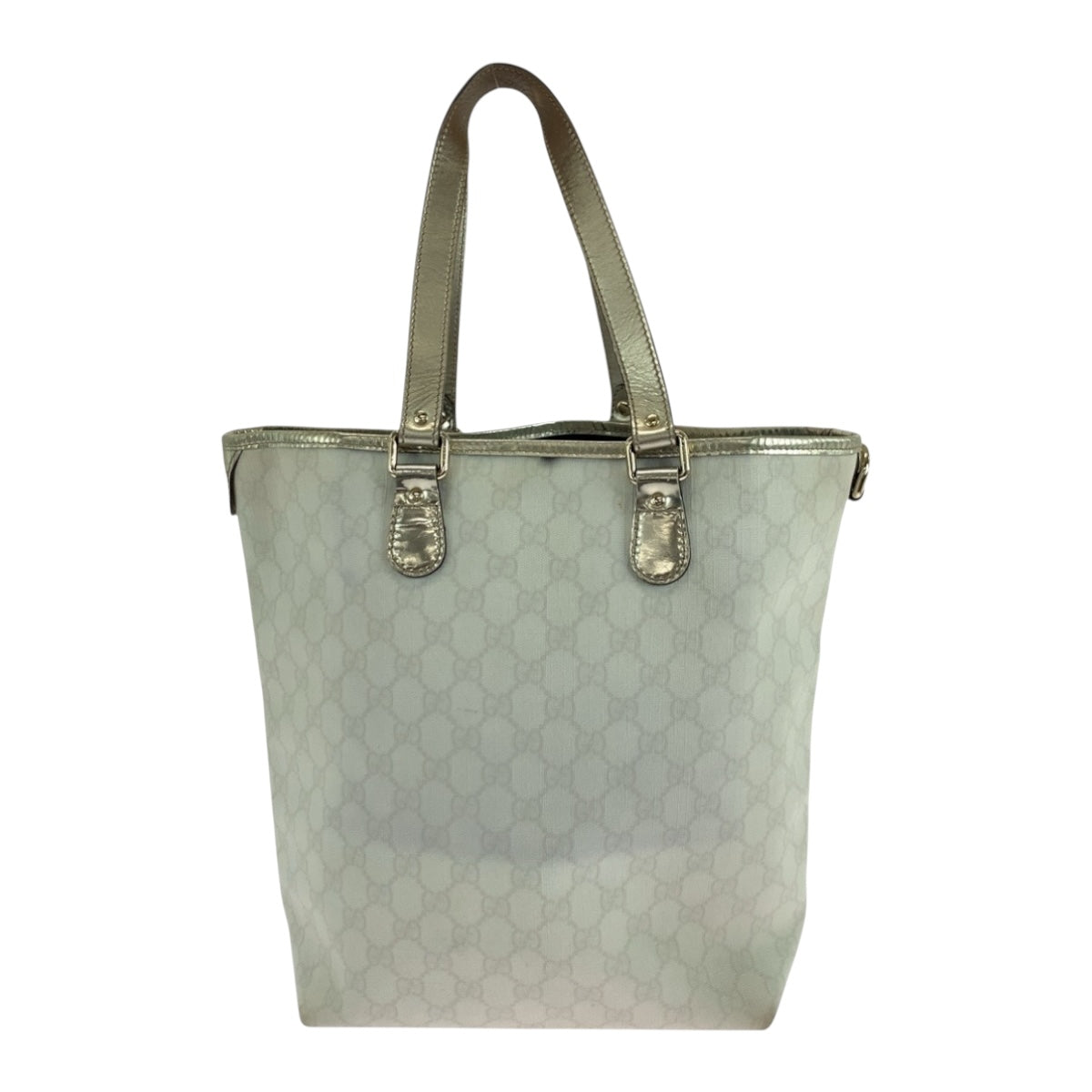 Gucci GG Supreme GoldMetal Canvas White Tote Bag