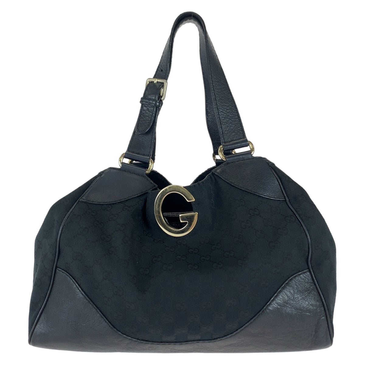 Gucci GG Metal Canvas Black Silver Tote Bag