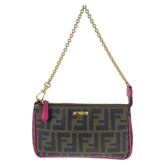 Fendi Handbag 8M0271 Grp Zucca Pattern Leather Metal Brown Travel Bag
