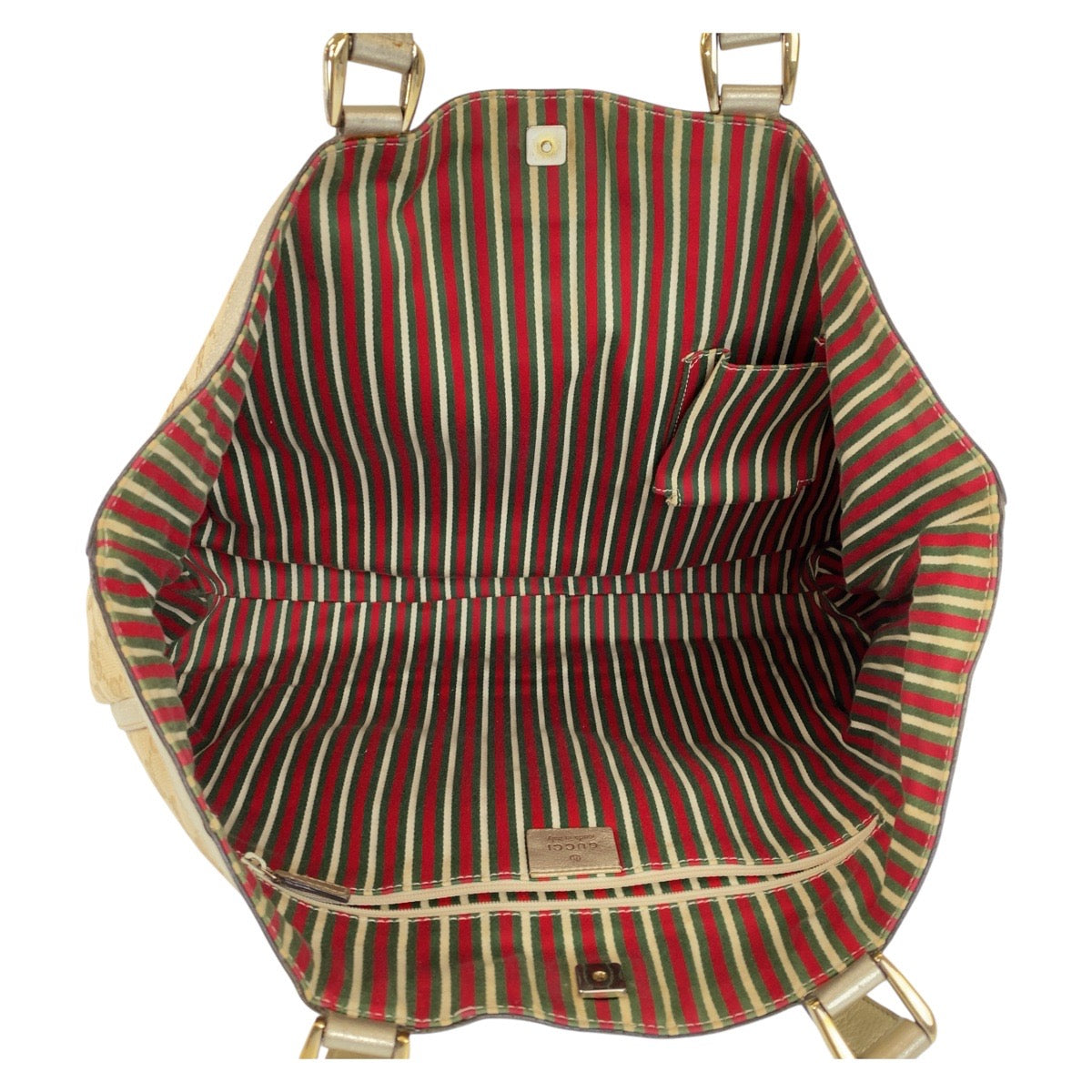 Gucci GG Metal Abbey Canvas Beige Gold Tote Bag