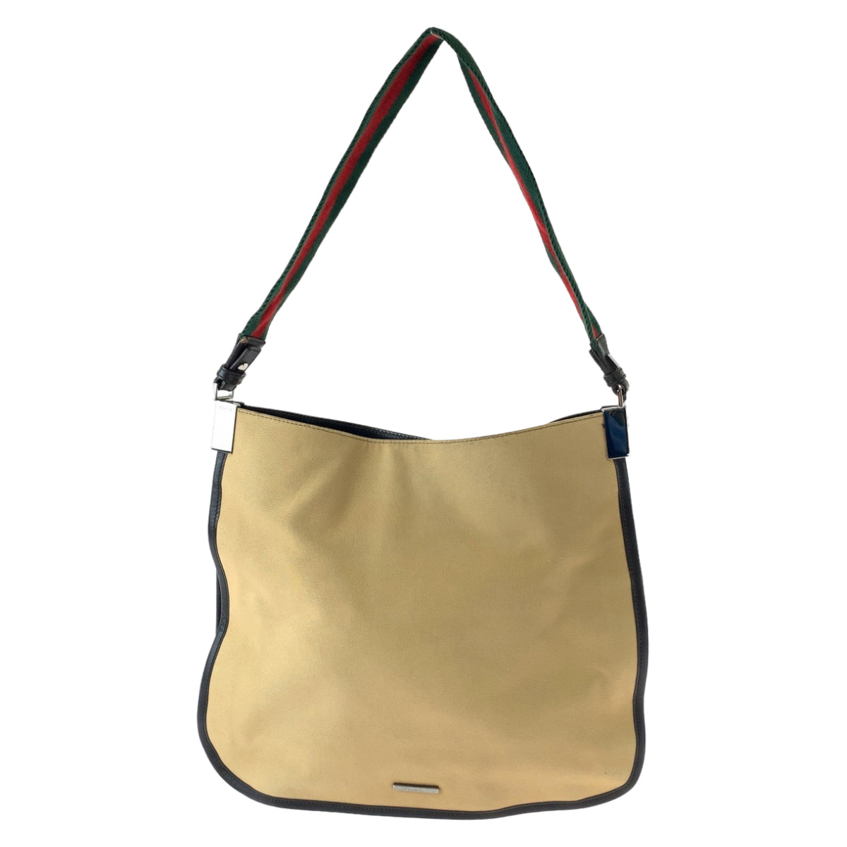 Gucci 001 SilverMetal Sherry line Canvas Beige Red Green Shoulder Bag