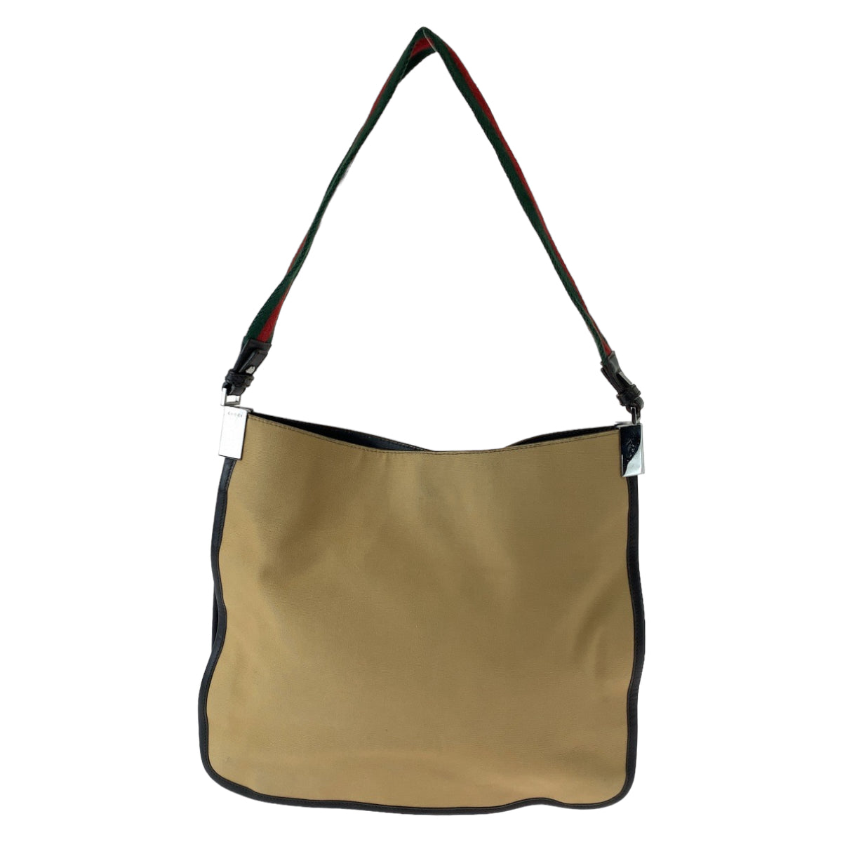Gucci 001 SilverMetal Sherry line Canvas Beige Red Green Shoulder Bag