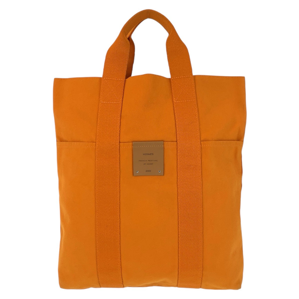 Hermes Tote Bag Fool Toe Cabas French Festival Canvas Orange