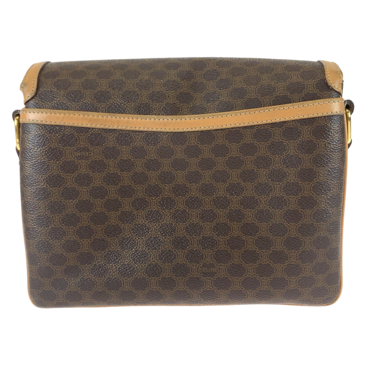 Shoulder Bag Pvc Metal Macadam Pattern Brown Gold