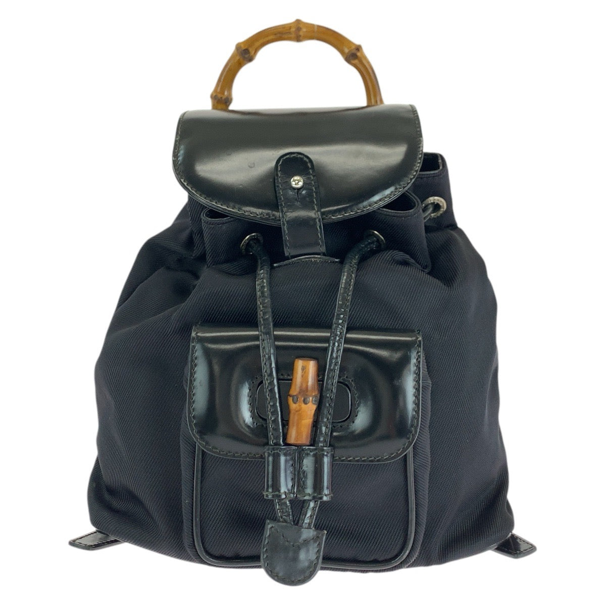 Gucci Backpack 003 SilverMetal Bamboo Leather Black