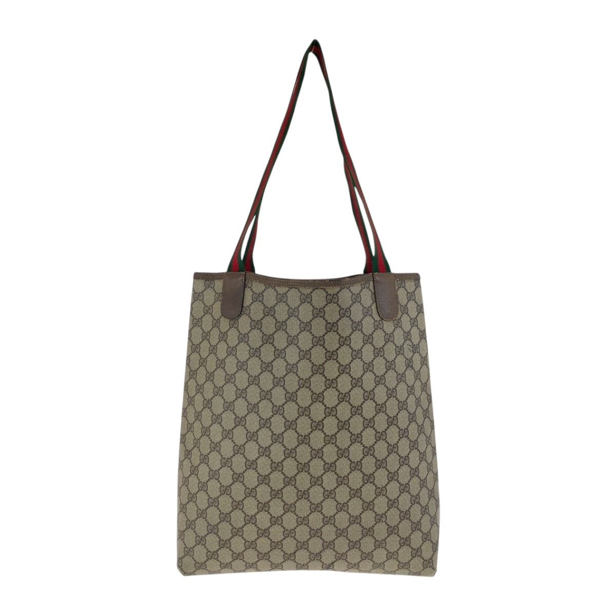 Gucci 39 02 003 GG Supreme Canvas Beige Red Green Tote Bag